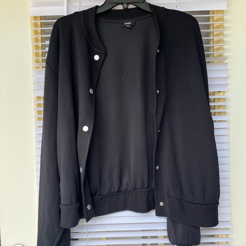 Express Black Poly-Rayon-Spandex Cardigan